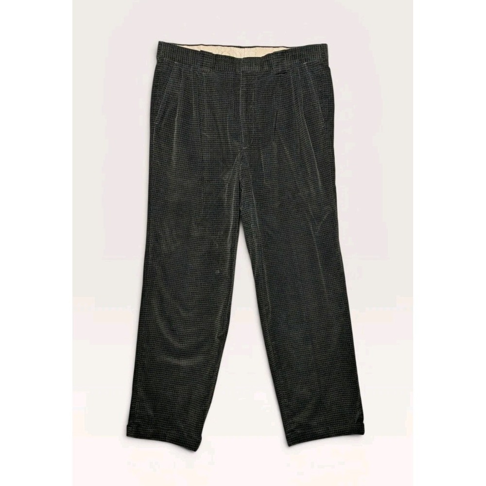 VTG Corbin Threads Houndstooth Pants Mens‎ 35x29 Wool Blend Pleated USA